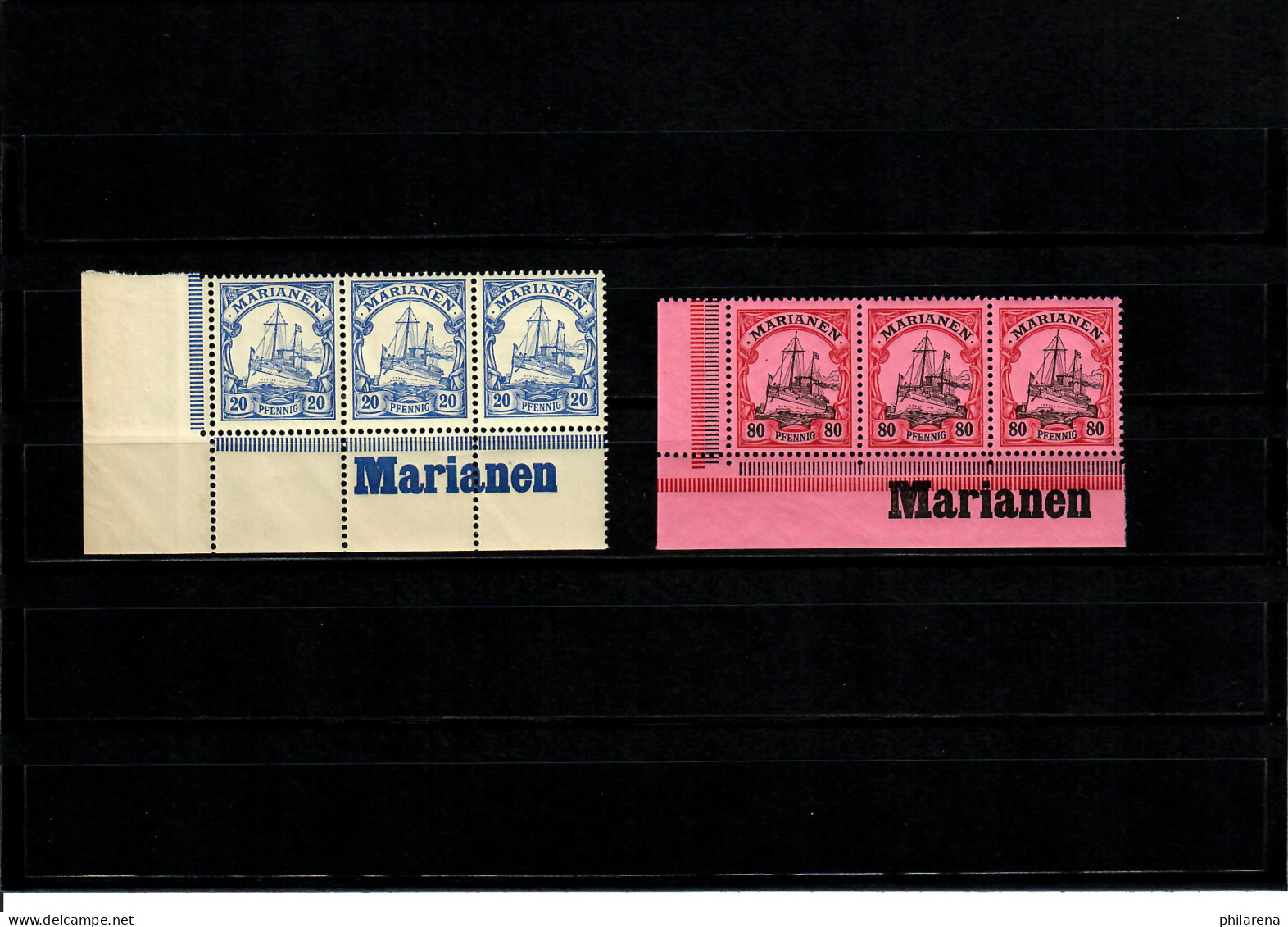 2x Marianen, Eckrand Mit Inschrift - Mariana Islands