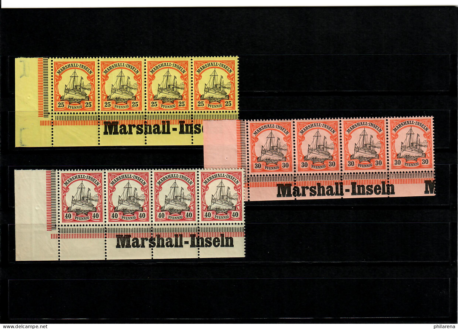 3x Marschall-Inseln Postfrisch, Eckrand Mit Inschrift, 4er Streifen - Marshall Islands