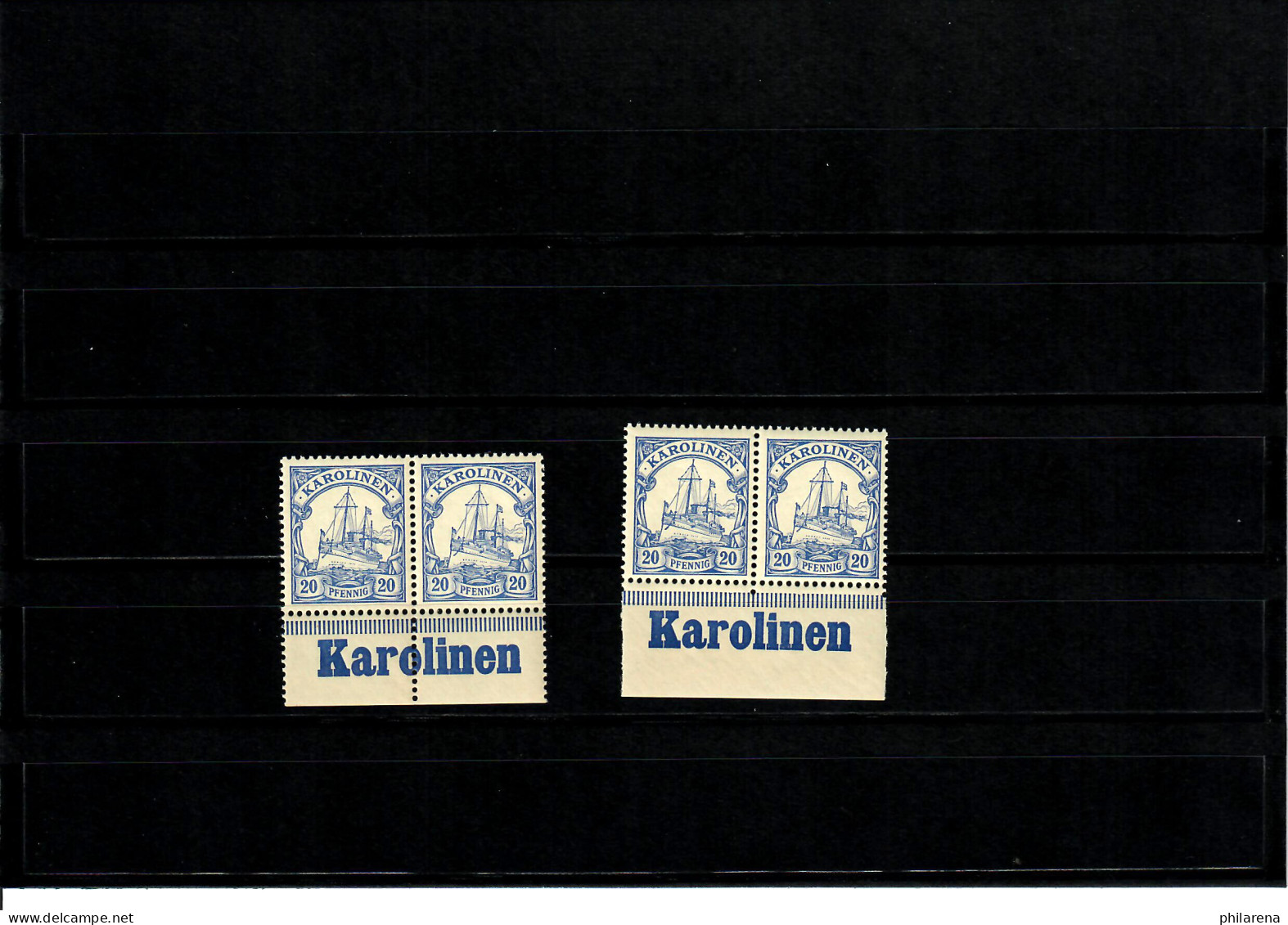 Deutsche Kolonien: 2x Karolinen, Unterrand Mit Inschrift - Caroline Islands