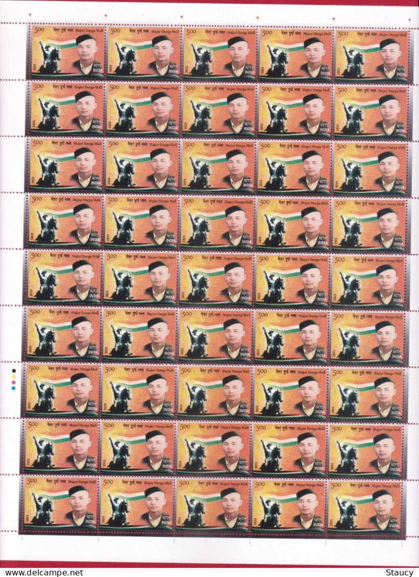 India 2023 Major Durga Mall, Gorkha Soldier, Indian National Army Full Sheet Of 45  Stamps MNH As Per Scan - Ungebraucht