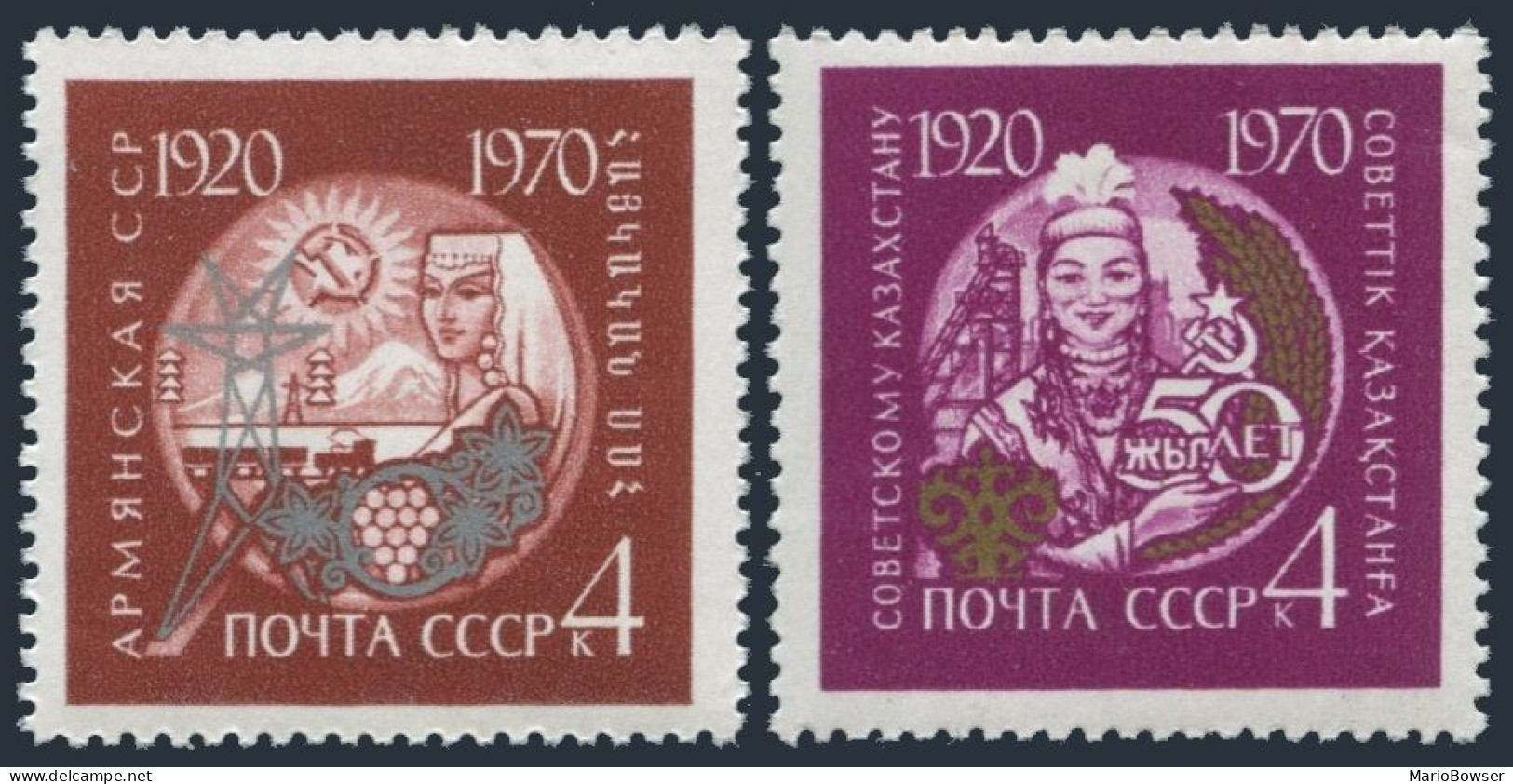 Russia 3750-3751 Two Sets, MNH. Mi 3776-3777. Armenian, Kazakh Soviet Republics - Neufs