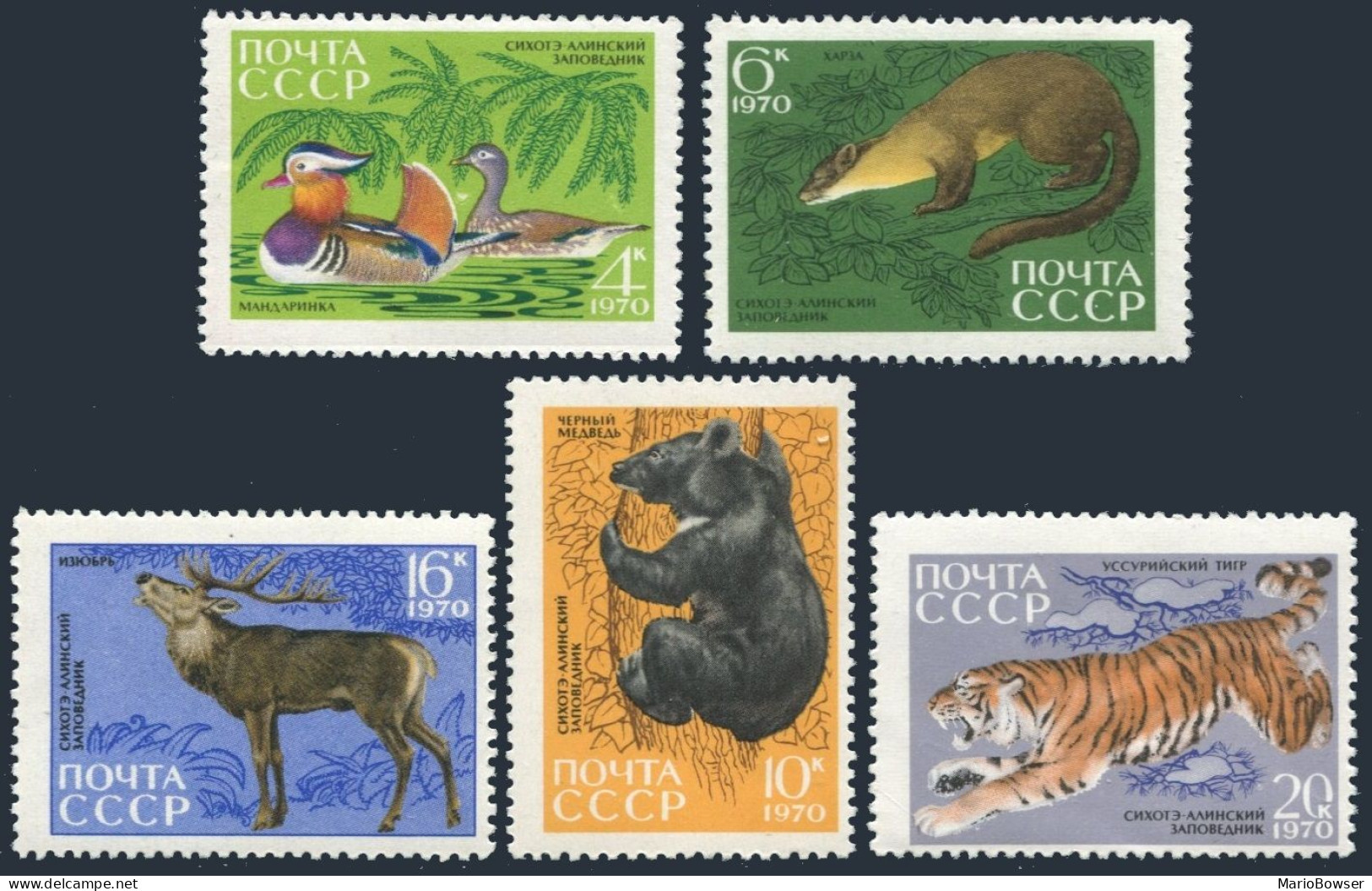 Russia 3759-3763,MNH.Michel 3787-3791. Sikhote-Alin:Duck,Tiger,Bear,Deer.1970. - Neufs