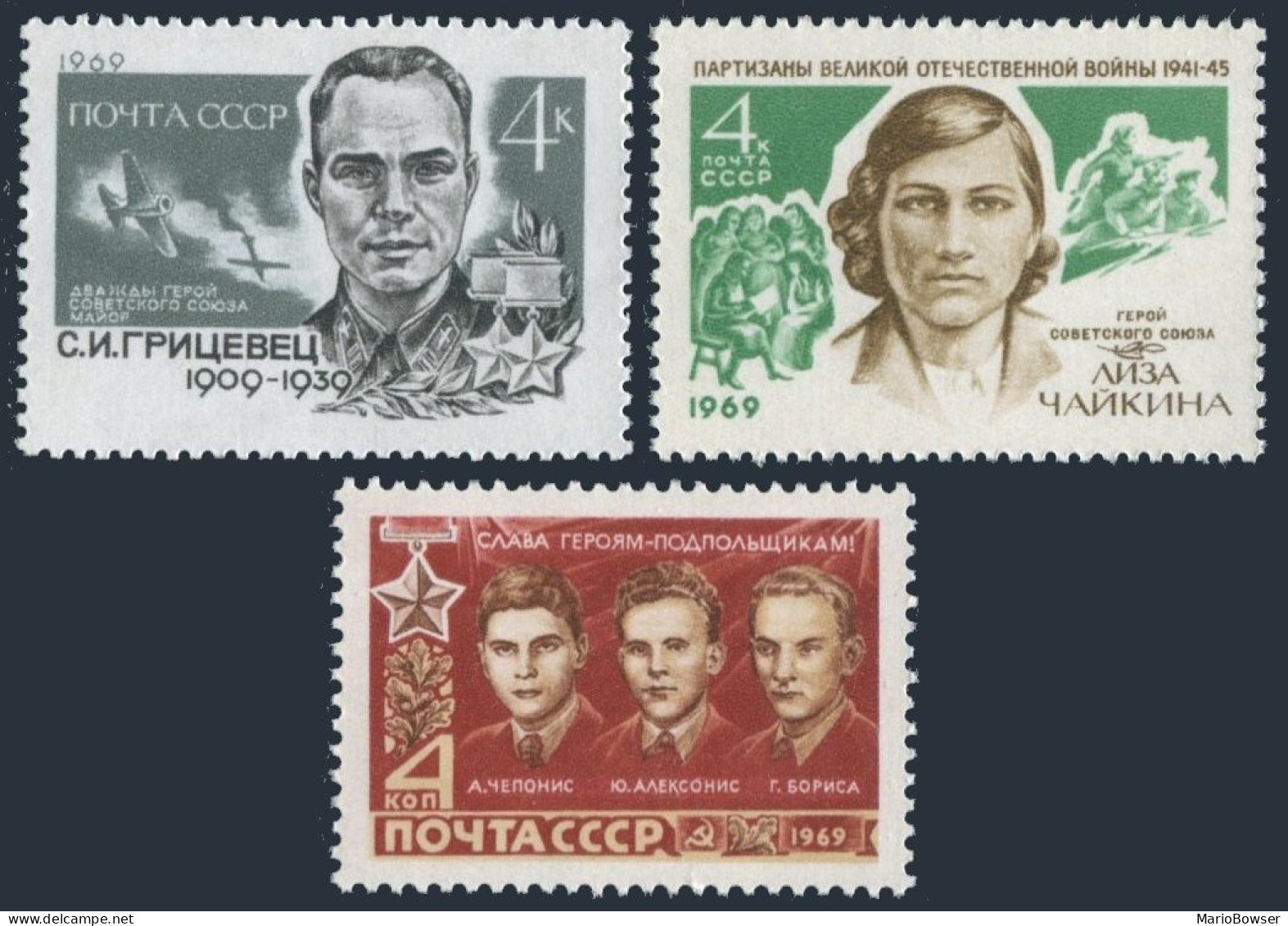 Russia 3646-3648, MNH. Michel 3673-3675. Heroes Of The Soviet Union, 1969. - Neufs