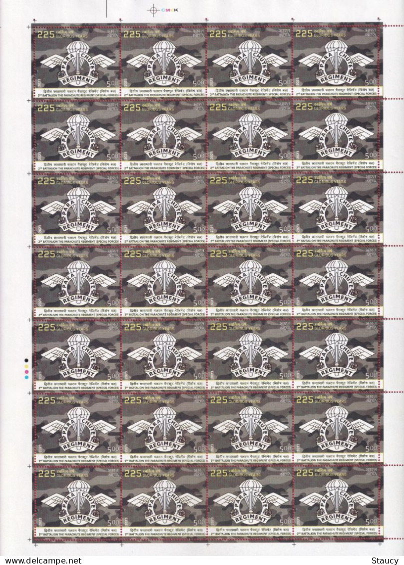 India 2023 2nd Battalion Parachute Regiment (Special Forces) – 225th Anniversary Full Sheet MNH As Per Scan - Ungebraucht