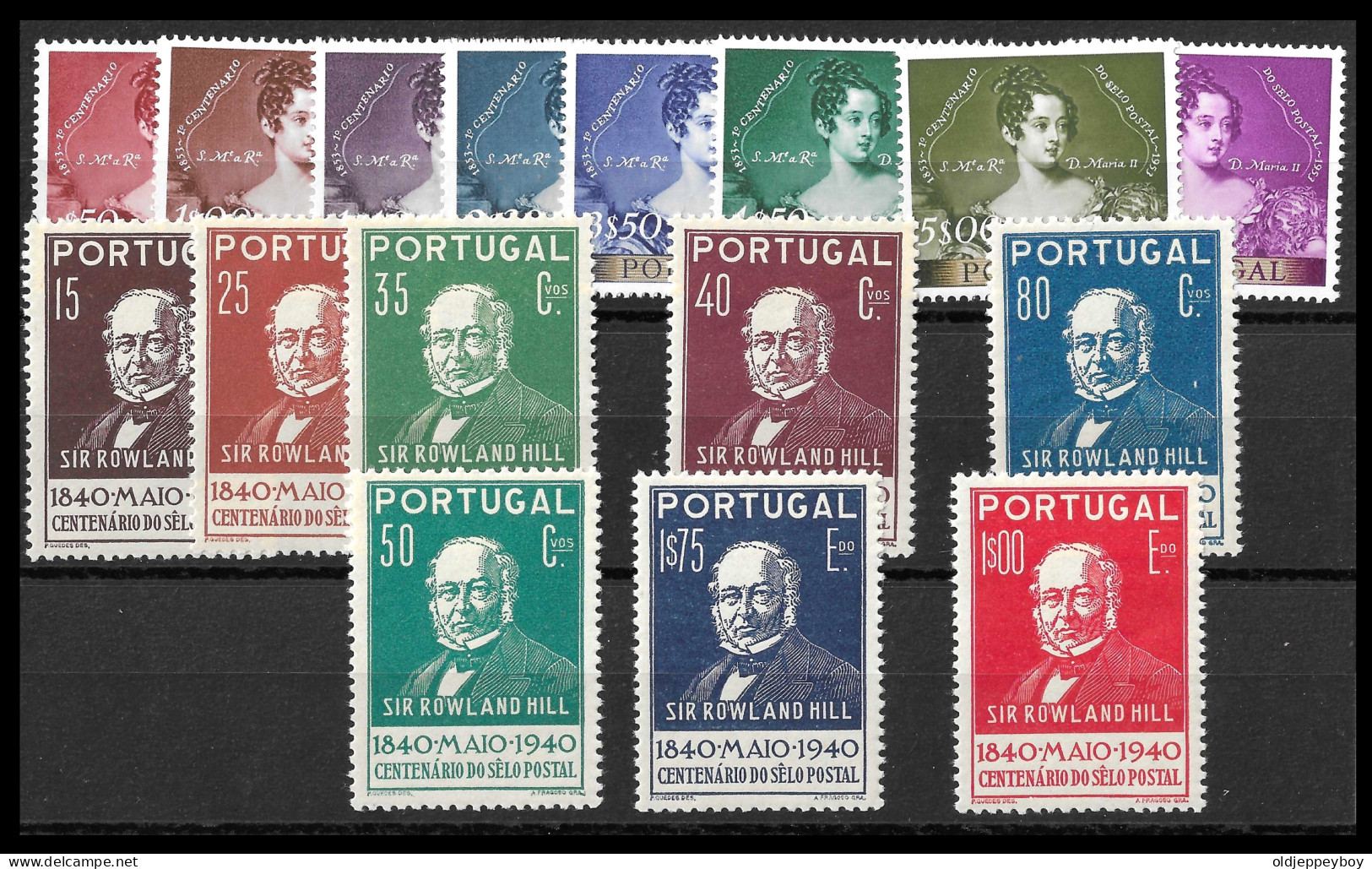 Portugal 1953 AF#786-793 QUeen Maria II Centennary + Portugal 1940 SIR ROWLAND HILL Cat. Yvert N°600/07  BOTH MNH** - Nuevos