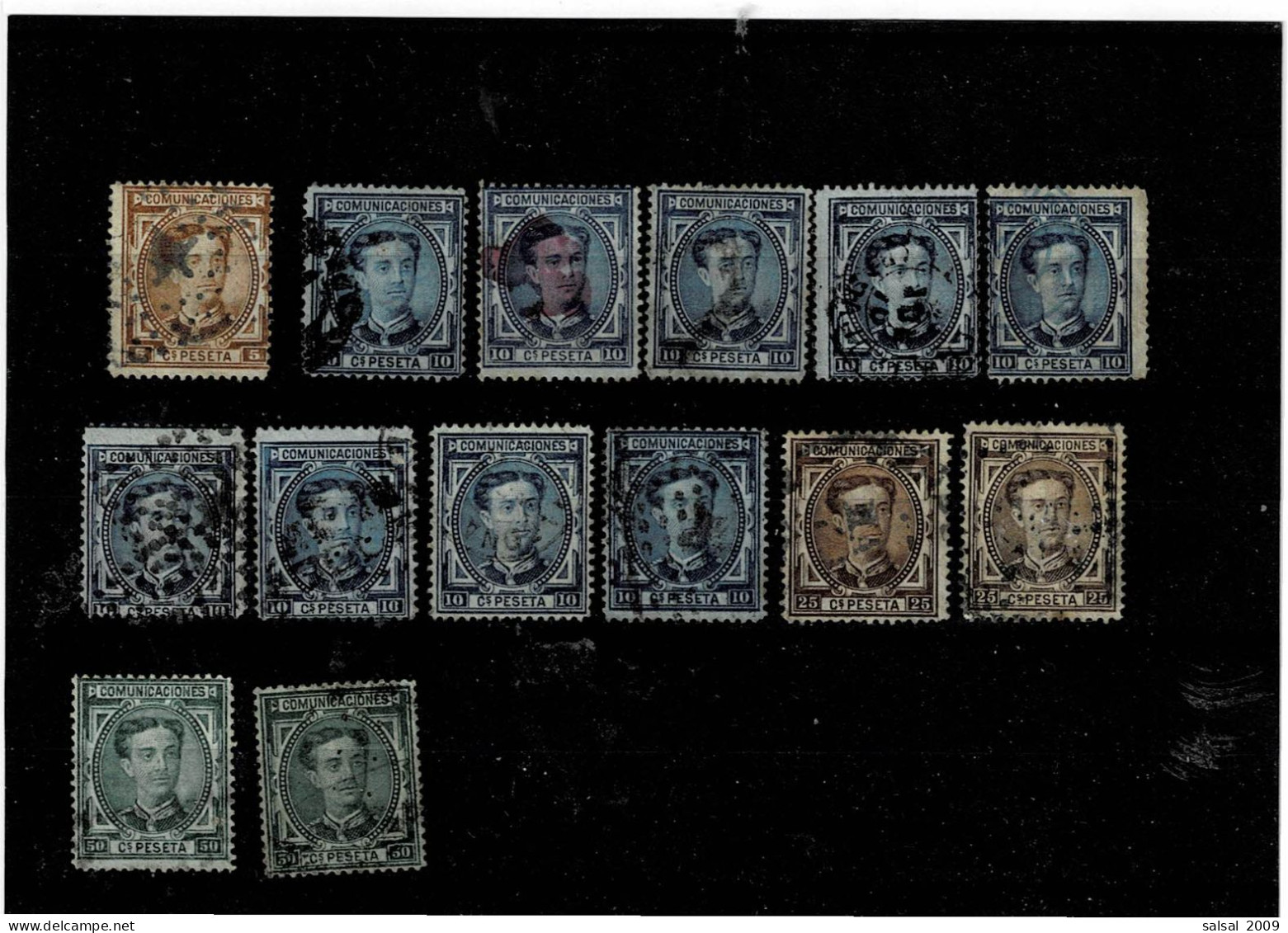 SPAGNA ,"Alfonso XII" ,14 Pezzi Usati ,con Ripetizioni ,qualita Buona - Used Stamps