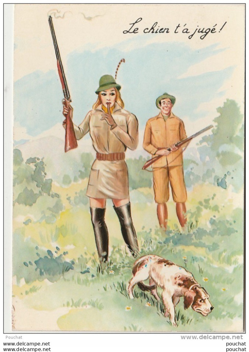  ILLUSTRATEUR LOUIS CARRIERE - CHASSE  LE CHIEN T'A JUGE - PIN UP - (EDITEUR PHOTOCHROM N° 50372 - 2 SCANS) - Carrière, Louis