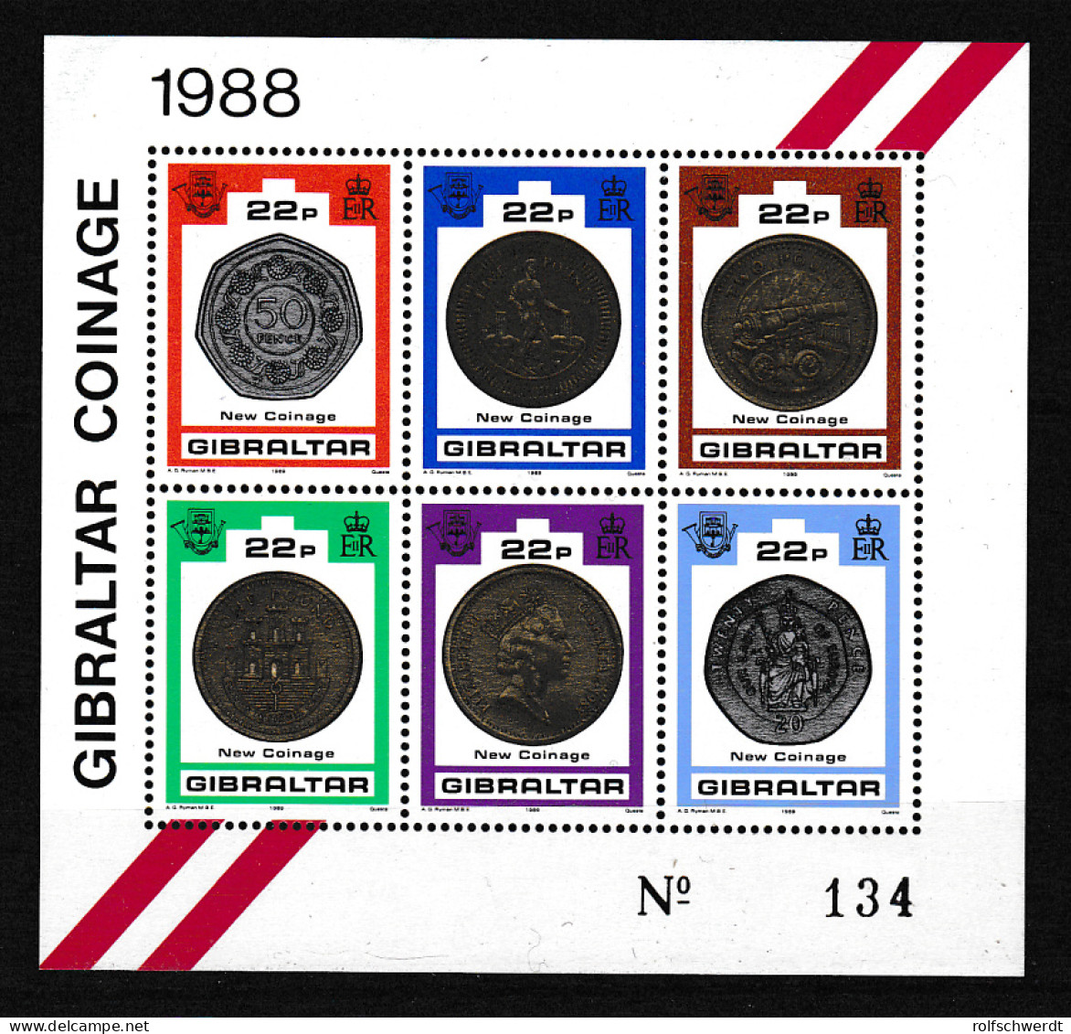 Neue Münzen 1988 Blockausgabe, ** - Gibraltar