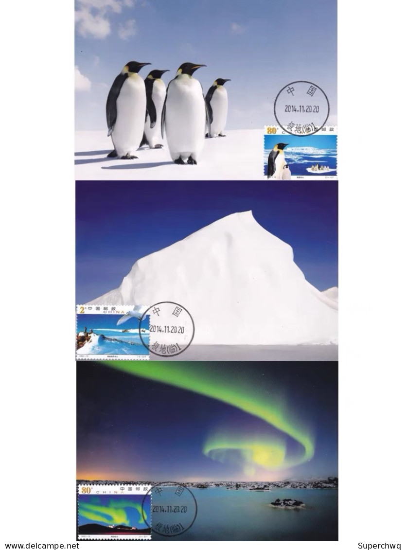 China Maximum Card，2002-15 Antarctic Scenery，3 pcs - Maximumkaarten