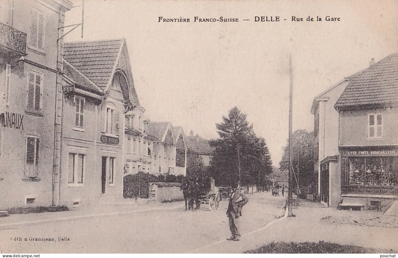 O7-90) DELLE ( FRONTIERE FRANCO SUISSE ) - RUE DE LA GARE + TAMPON RESERVE PERSONNEL GENDARMERIE - 3 SCANS - Delle