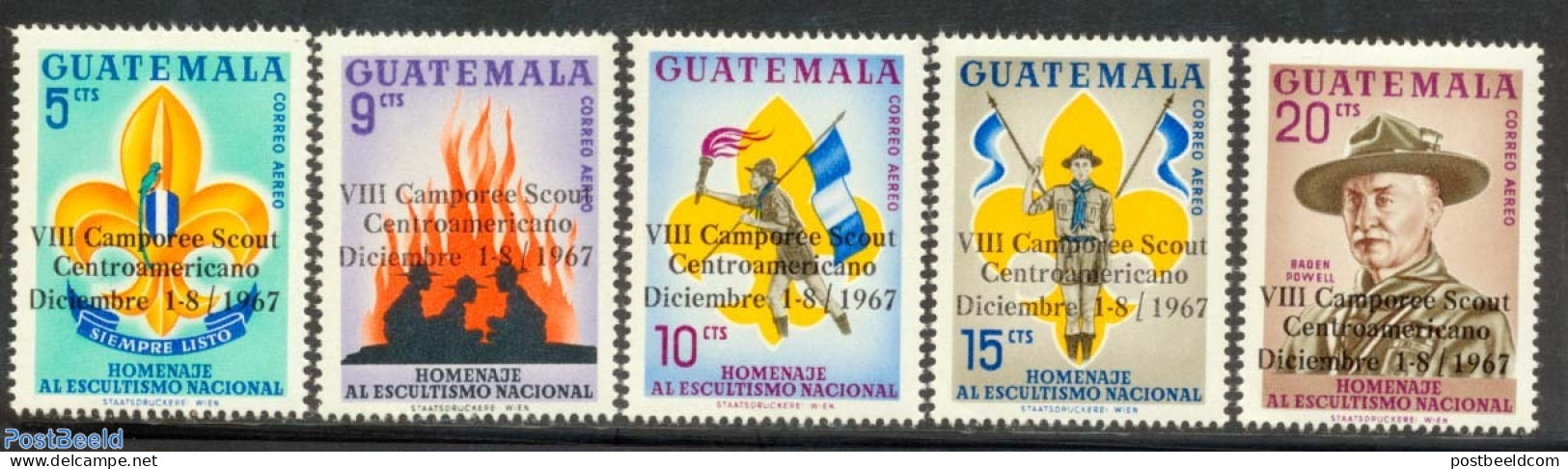 Guatemala 1967 Scouting 5v, Mint NH, Sport - Scouting - Guatemala
