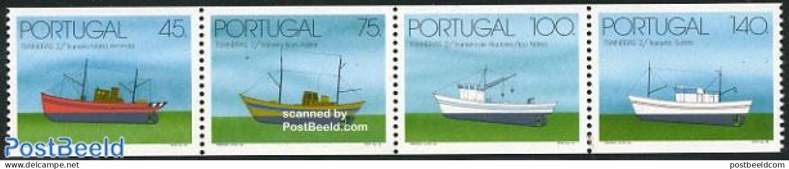 Portugal 1994 Ships 4v From Booklet (2 Sides Imperforated), Mint NH, Transport - Ships And Boats - Unused Stamps