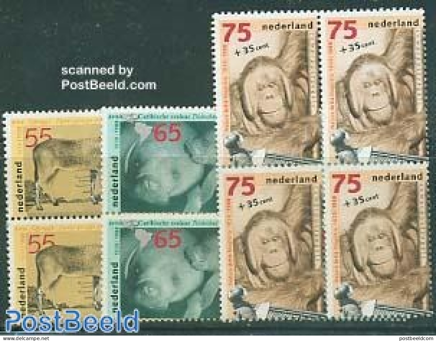 Netherlands 1988 Summer Welfare 3v Blocks Of 4 [+], Mint NH, Nature - Animals (others & Mixed) - Monkeys - Sea Mammals - Unused Stamps
