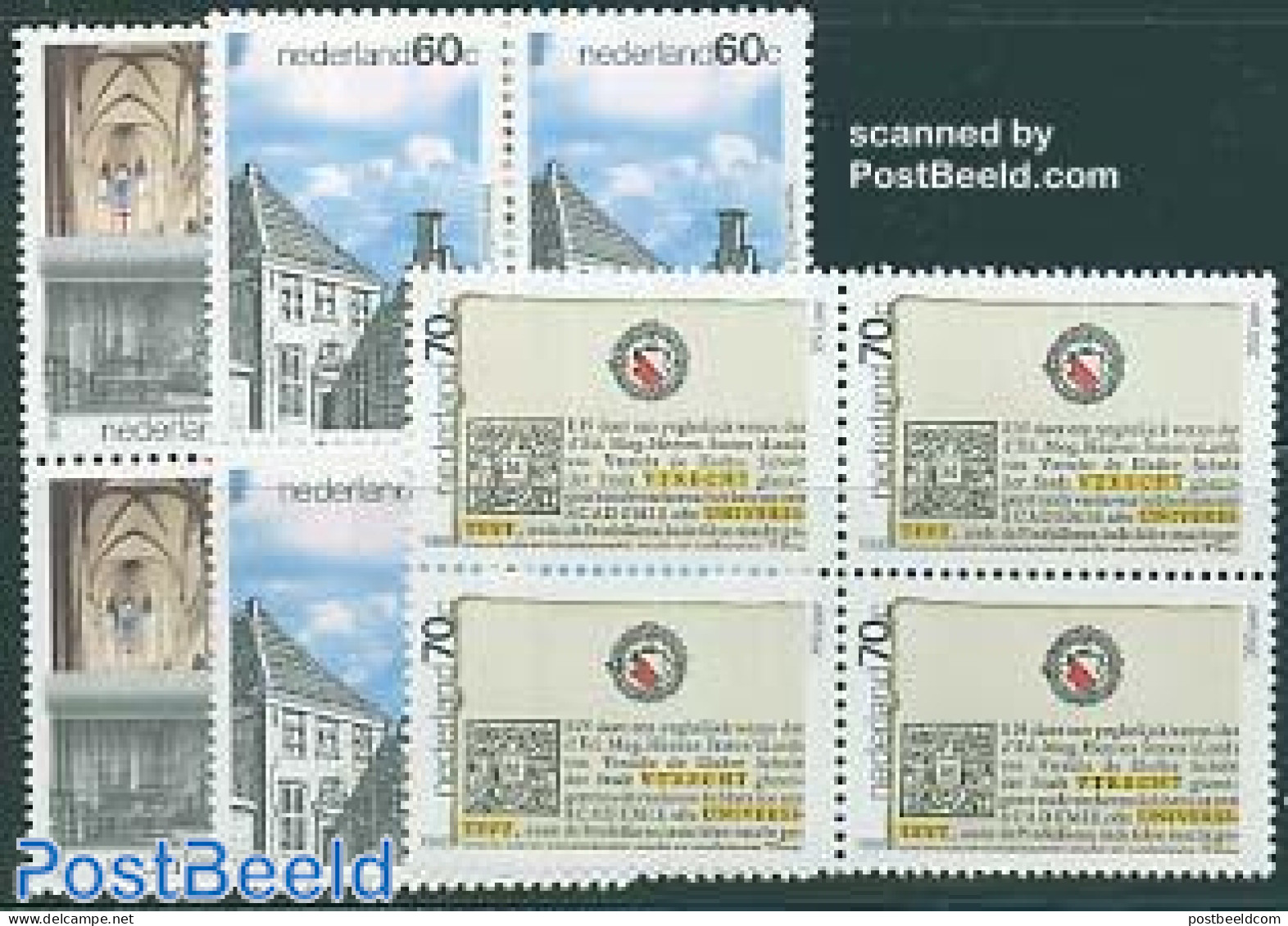 Netherlands 1986 Utrecht 3v Blocks Of 4 [+], Mint NH, Religion - Science - Churches, Temples, Mosques, Synagogues - Ed.. - Unused Stamps