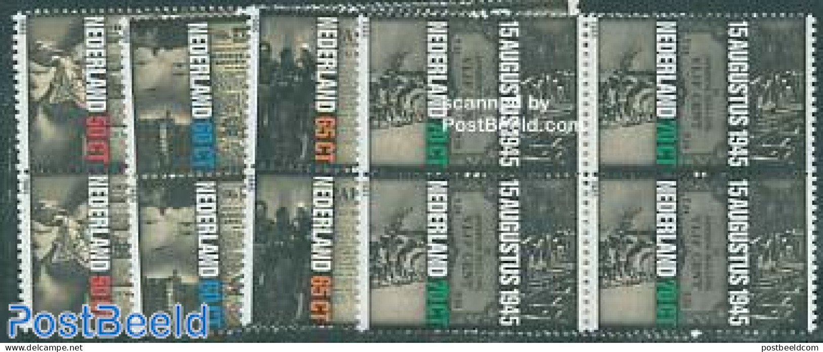 Netherlands 1985 World War II 4v Blocks Of 4 [+], Mint NH, History - Religion - Transport - Newspapers & Journalism - .. - Unused Stamps