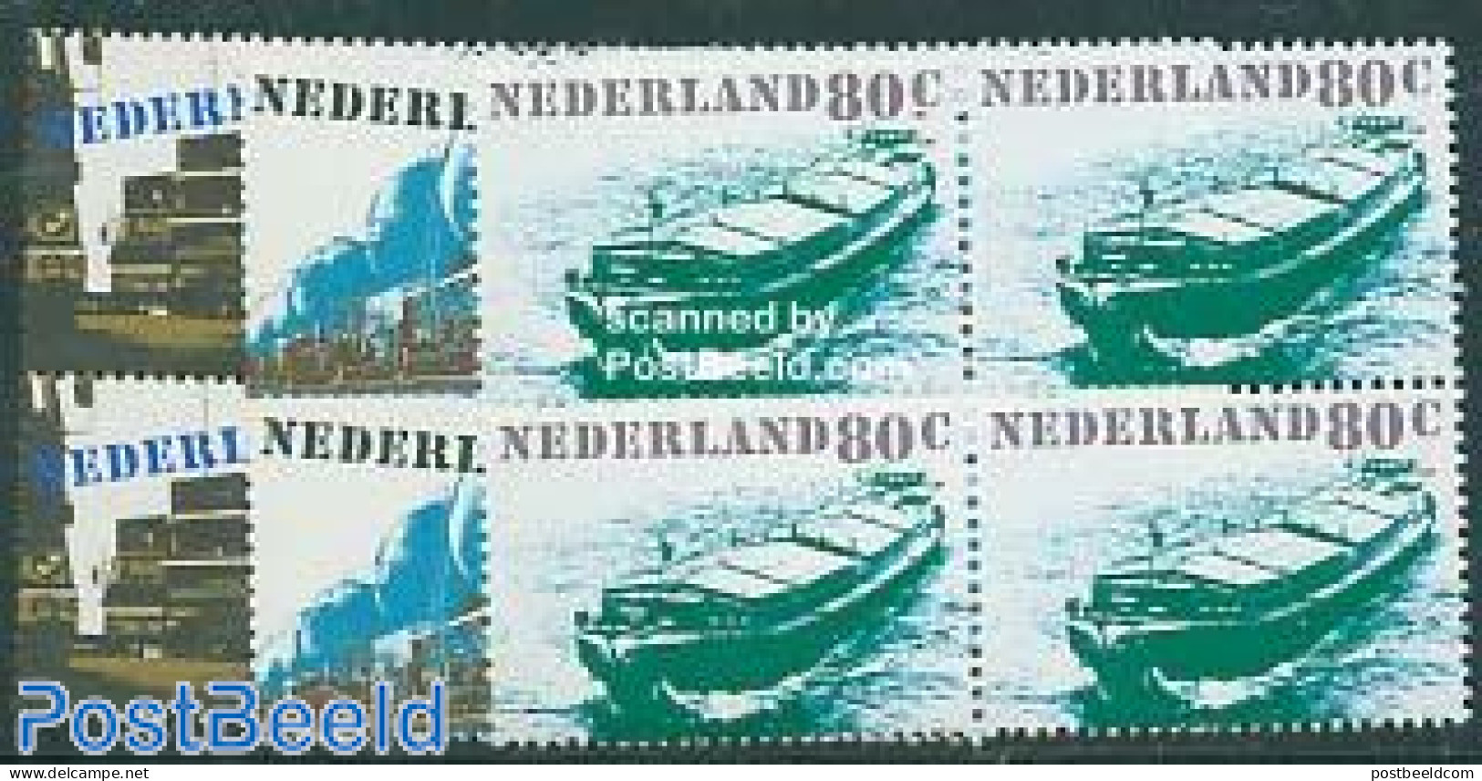 Netherlands 1980 Traffic 3v Blocks Of 4, Mint NH, Transport - Automobiles - Railways - Ships And Boats - Unused Stamps