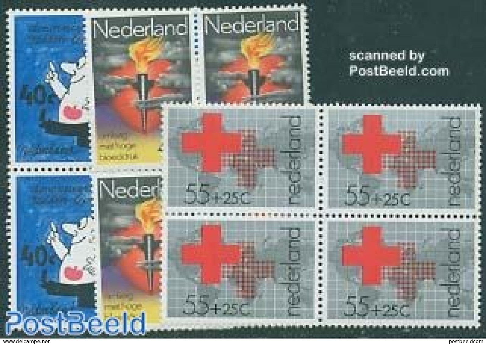 Netherlands 1978 Mixed Issue 3v Blocks Of 4 [+], Mint NH, Health - Health - Red Cross - Unused Stamps