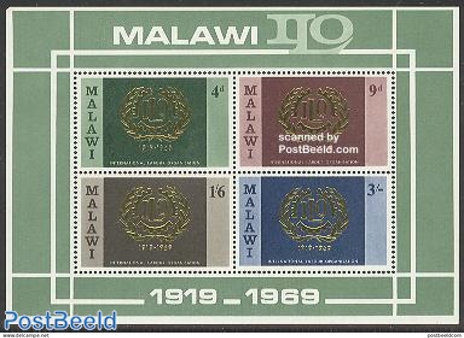 Malawi 1969 I.L.O. 50th Anniversary S/s, Mint NH, History - I.l.o. - Malawi (1964-...)