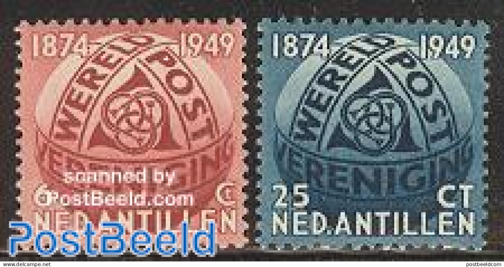 Netherlands Antilles 1949 U.P.U. 75th Anniversary 2v, Mint NH, U.P.U. - U.P.U.