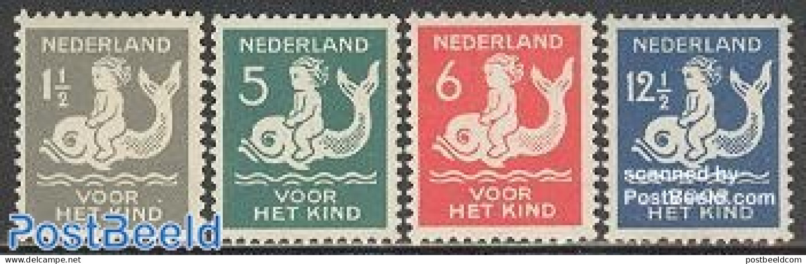 Netherlands 1929 Child Welfare 4v, Unused (hinged), Nature - Fish - Sea Mammals - Nuovi