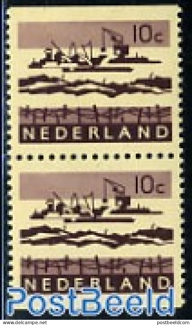 Netherlands 1963 Delta Works Booklet Pair Phosphor (1972), Mint NH, Transport - Ships And Boats - Ongebruikt