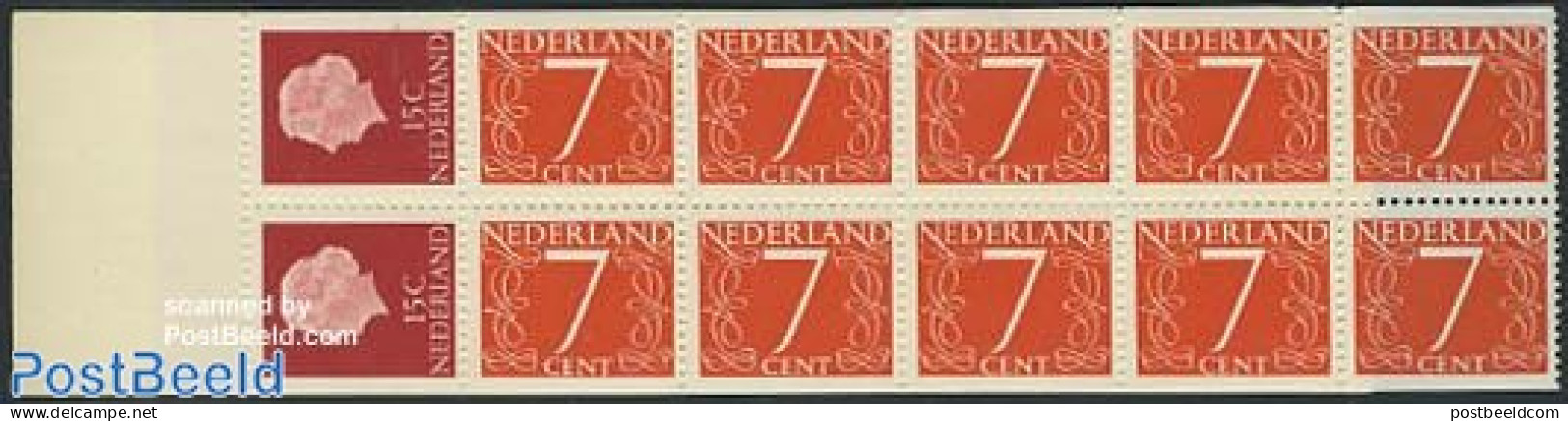 Netherlands 1964 2x15c+10x7c MY Booklet (small Margin No Perf.holes, Mint NH, Stamp Booklets - Neufs