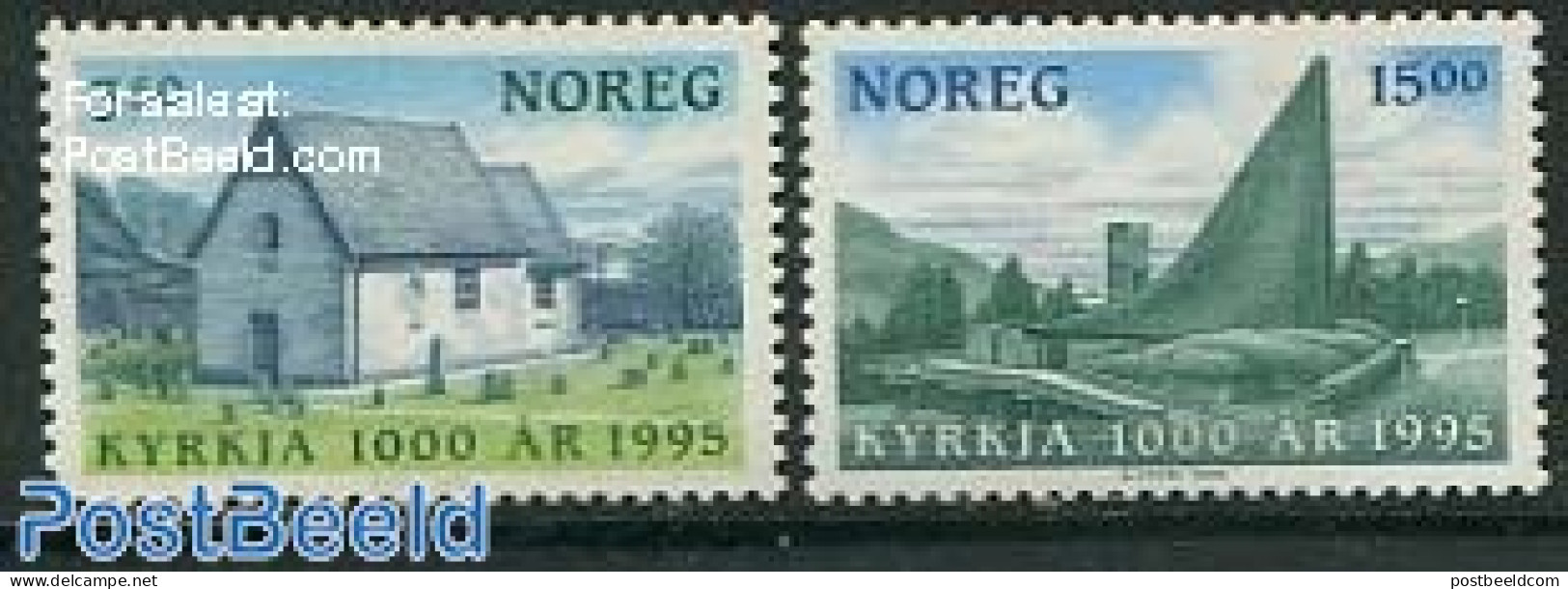 Norway 1995 Christianisation 2v, Mint NH, Religion - Churches, Temples, Mosques, Synagogues - Religion - Neufs