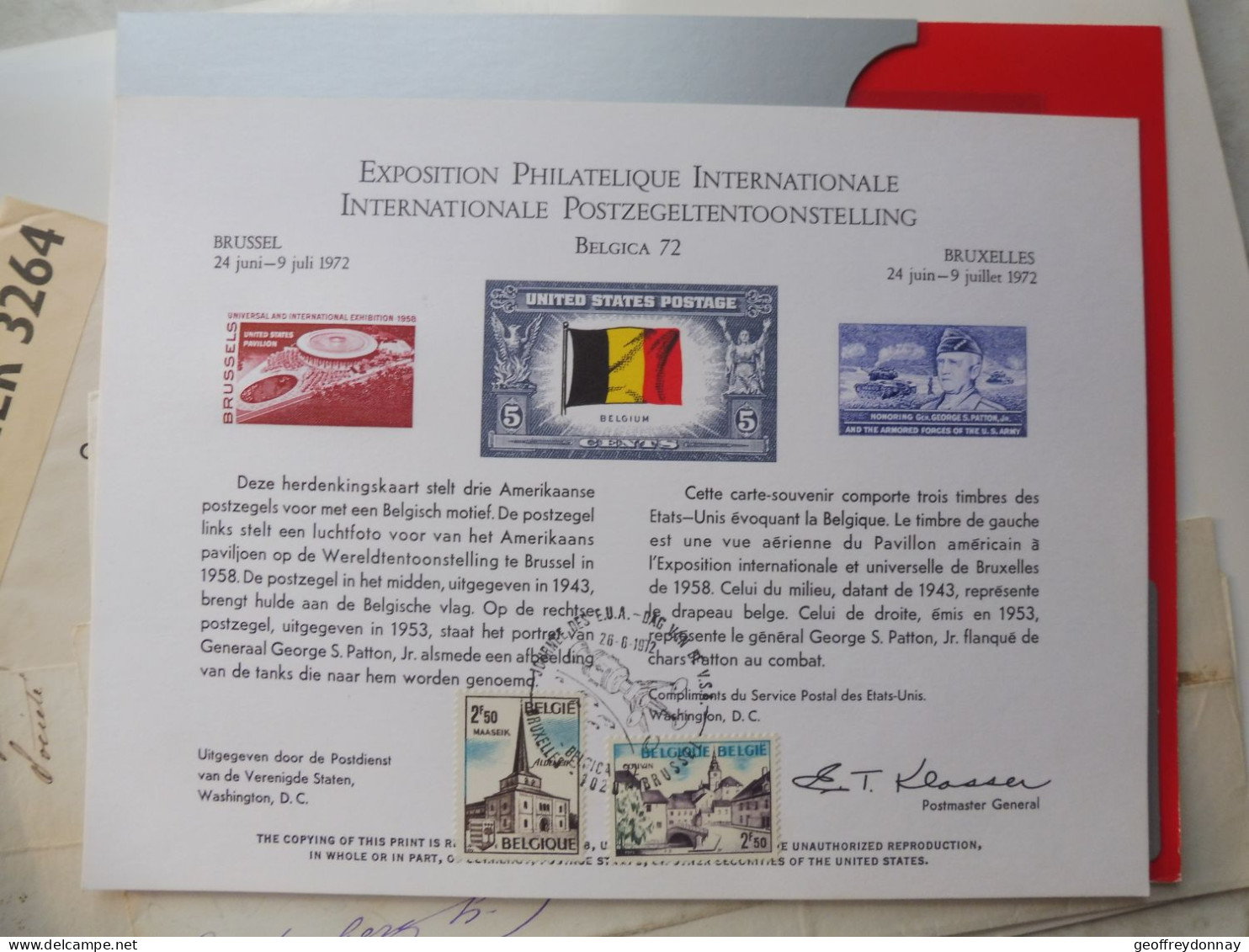 Carte Souvenir Herdenkkingskaart Exposition Philatélique 1972 Belgica Bruxelles Brussel Parfait Perfect - Covers & Documents
