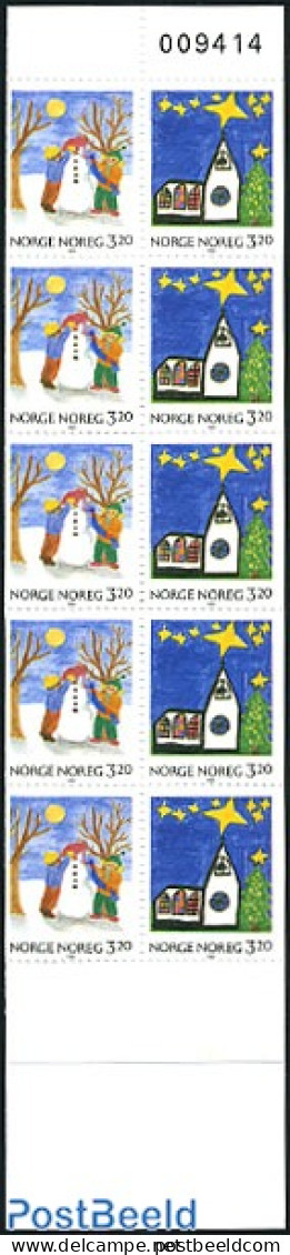 Norway 1990 Christmas Booklet, Mint NH, Religion - Christmas - Stamp Booklets - Art - Children Drawings - Nuovi