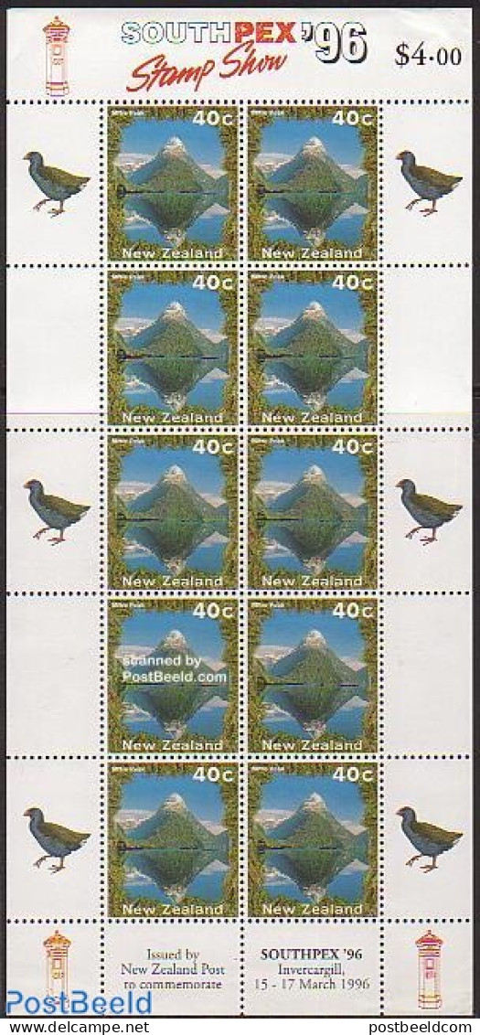 New Zealand 1995 Landscapes M/s, Southpex 96, Mint NH, Nature - Sport - Birds - Philately - Unused Stamps