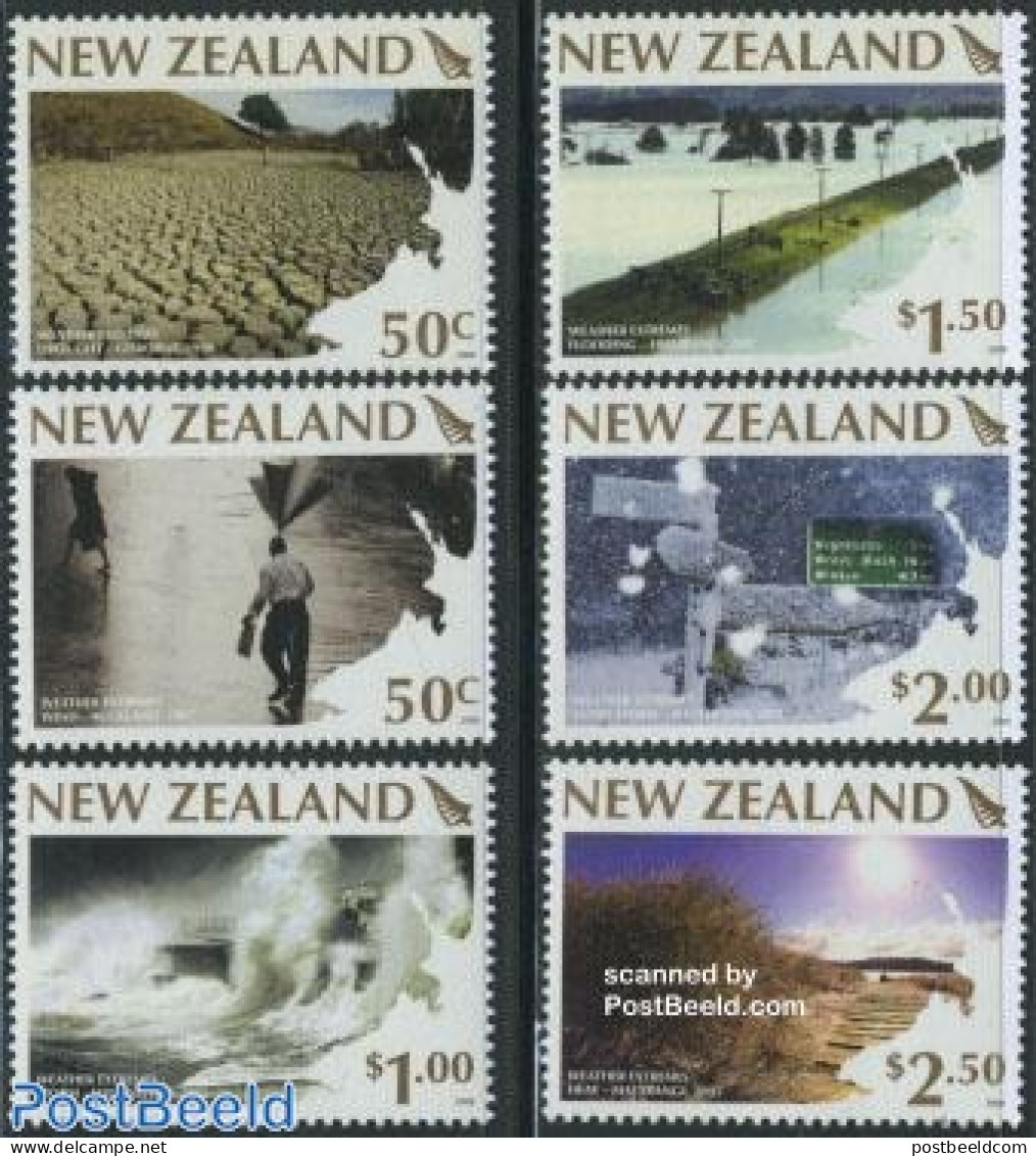 New Zealand 2008 Weather Extremes 6v, Mint NH, Nature - Science - Environment - Meteorology - Nuevos