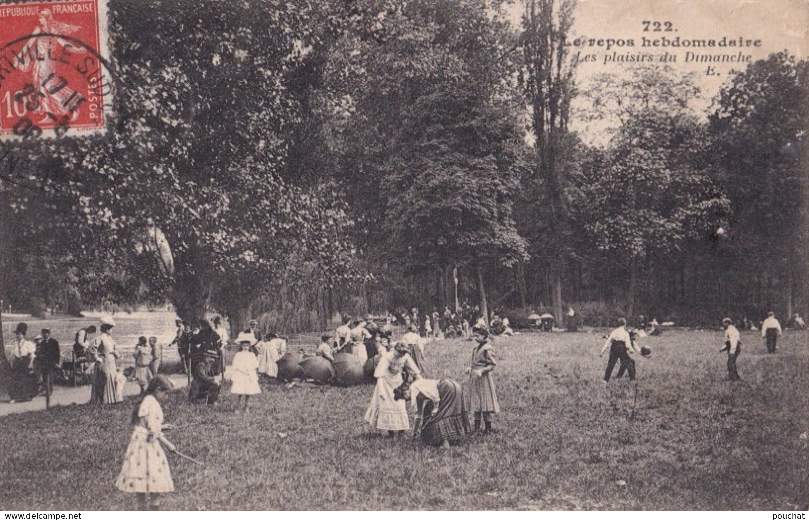 O17- LE REPOS HEBDOMADAIRE - LES PLAISIRS DU DIMANCHE - JEUX - DIABOLO , ETC... - EDIT. E. MALCUIT PARIS - ( 2 SCANS ) - Andere & Zonder Classificatie