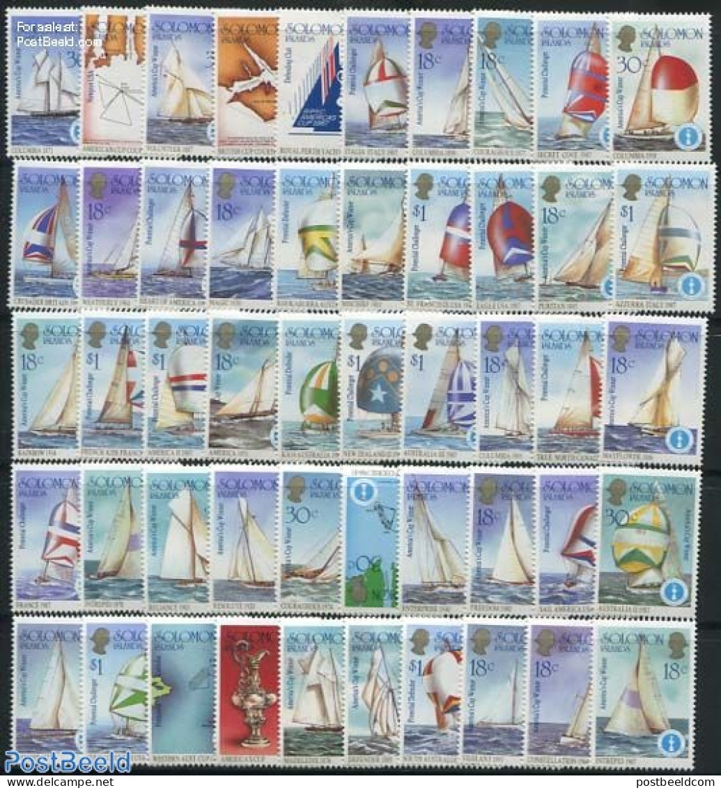 Solomon Islands 1986 Americas Cup 50v, Mint NH, Sport - Transport - Sailing - Ships And Boats - Vela