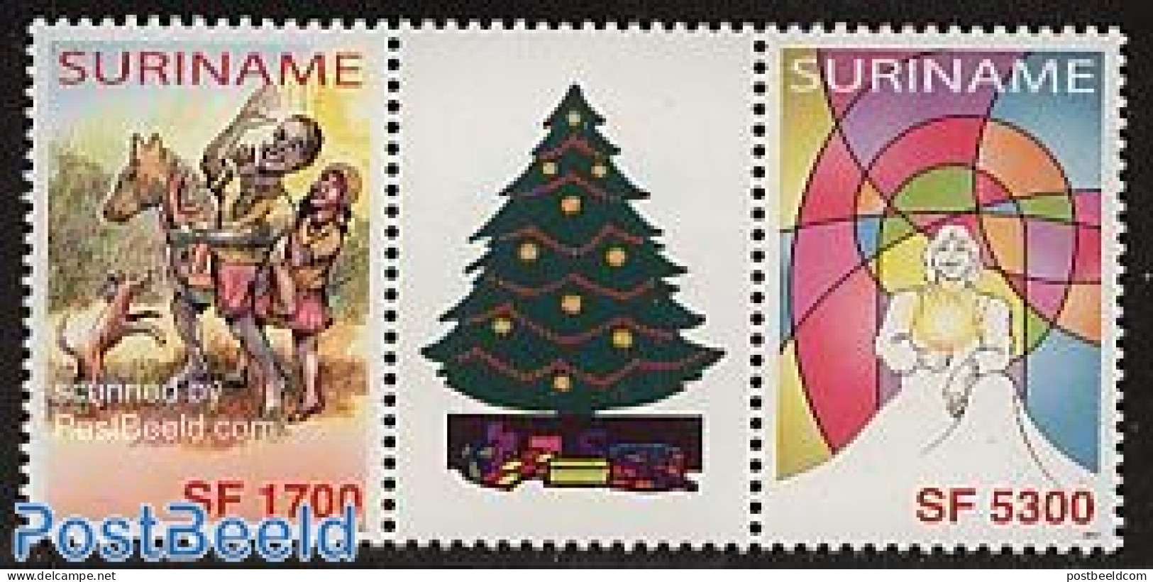 Suriname, Republic 2003 Christmas 2v+tab [:T:], Mint NH, Nature - Religion - Dogs - Christmas - Weihnachten
