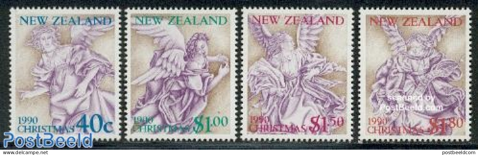 New Zealand 1990 Christmas 4v, Mint NH, Religion - Angels - Christmas - Nuevos