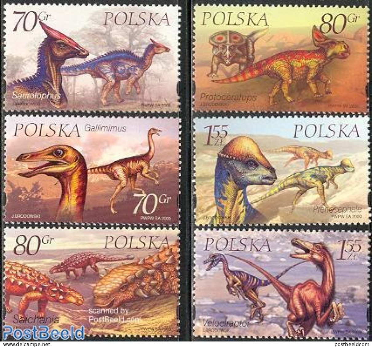 Poland 2000 Prehistoric Animals 6v, Mint NH, Nature - Prehistoric Animals - Ungebraucht