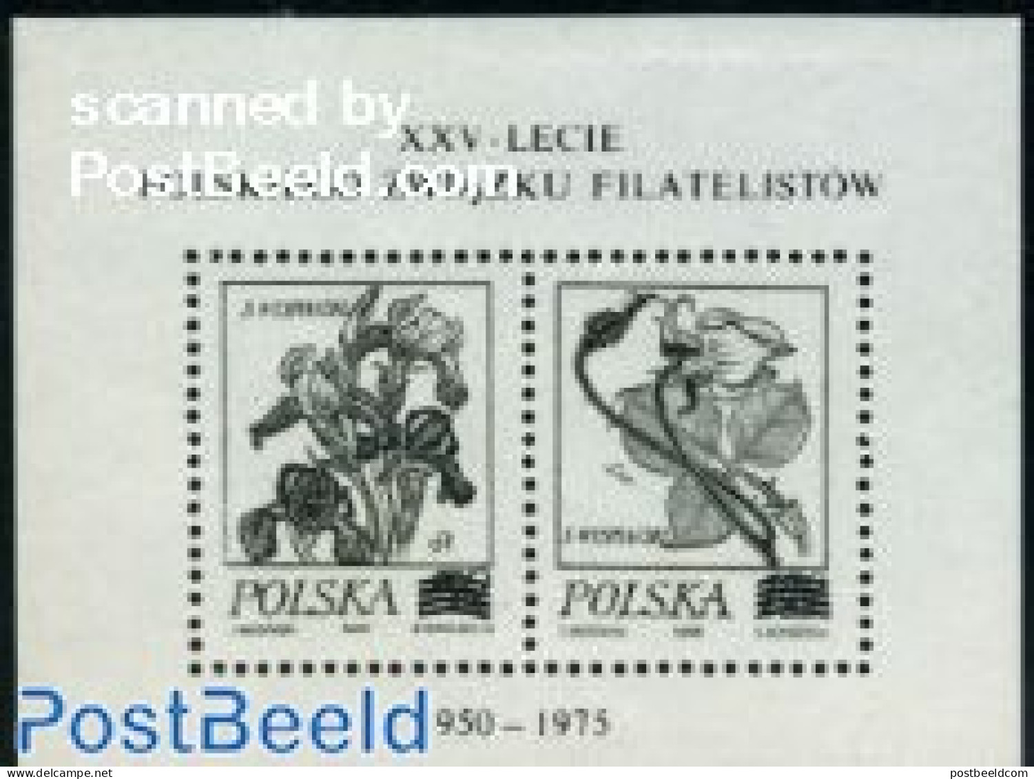 Poland 1974 Flowers, Blackprint S/s, Mint NH, Nature - Flowers & Plants - Ungebraucht