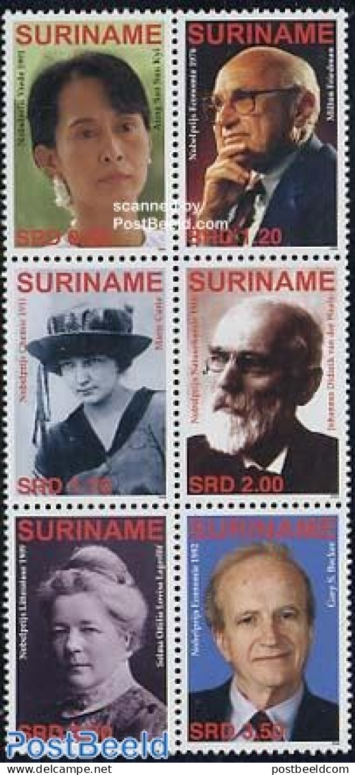 Suriname, Republic 2006 Nobel Prize Winners 6v [++], Mint NH, History - Science - Netherlands & Dutch - Nobel Prize Wi.. - Géographie