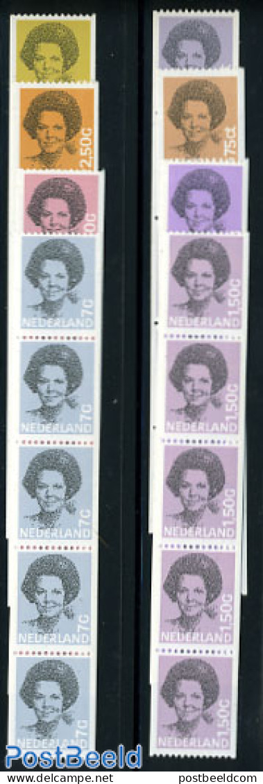Netherlands 1982 Beatrix Coil Stamps 8v Strips Of 5 [::::] With Num, Mint NH - Nuevos