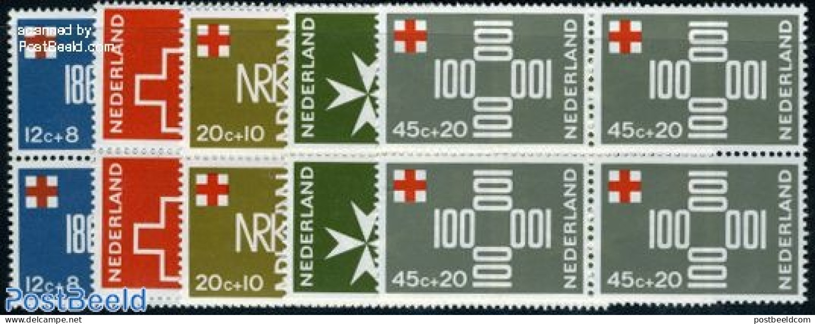 Netherlands 1967 Red Cross 5v, Blocks Of 4 [+], Mint NH, Health - Red Cross - Neufs