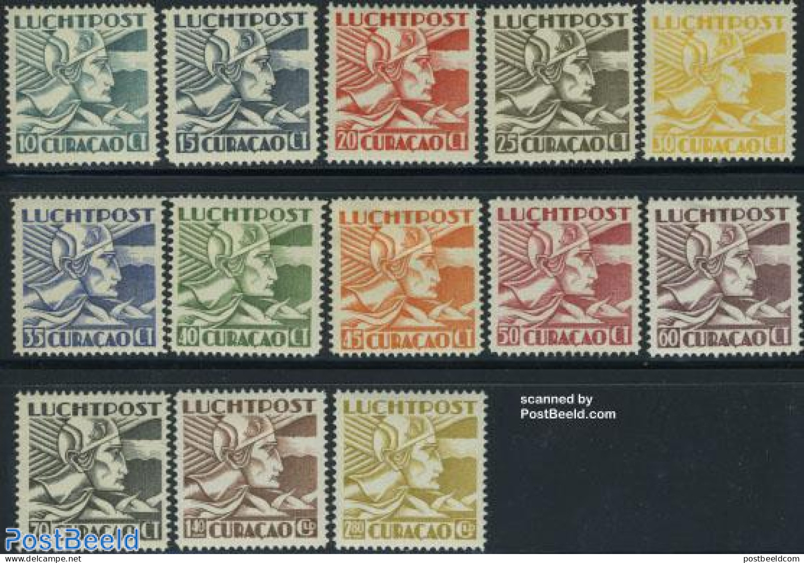 Netherlands Antilles 1931 Airmail Definitives 13v, Unused (hinged), Religion - Greek & Roman Gods - Mythologie