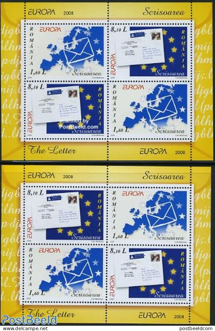 Romania 2008 Europa, The Letter 2 S/s, Mint NH, History - Various - Europa (cept) - Post - Stamps On Stamps - Maps - Ongebruikt