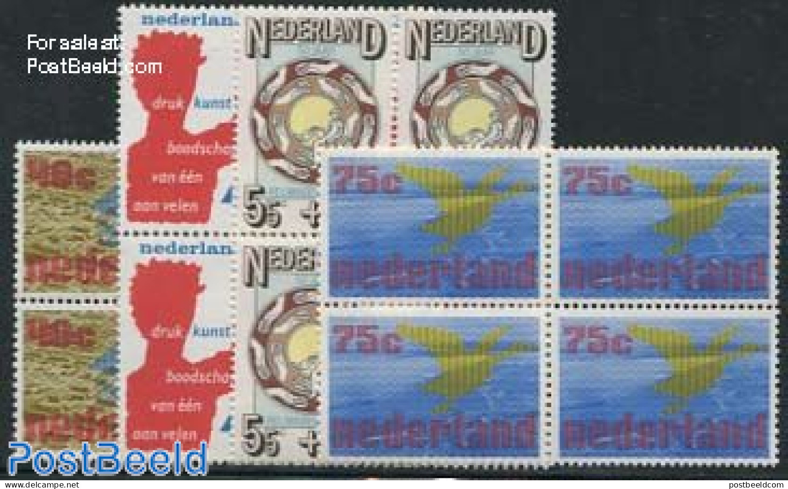 Netherlands 1976 Mixed Issue 4v, Block Of 4 [+], Mint NH, Nature - Transport - Birds - Ships And Boats - Nuovi