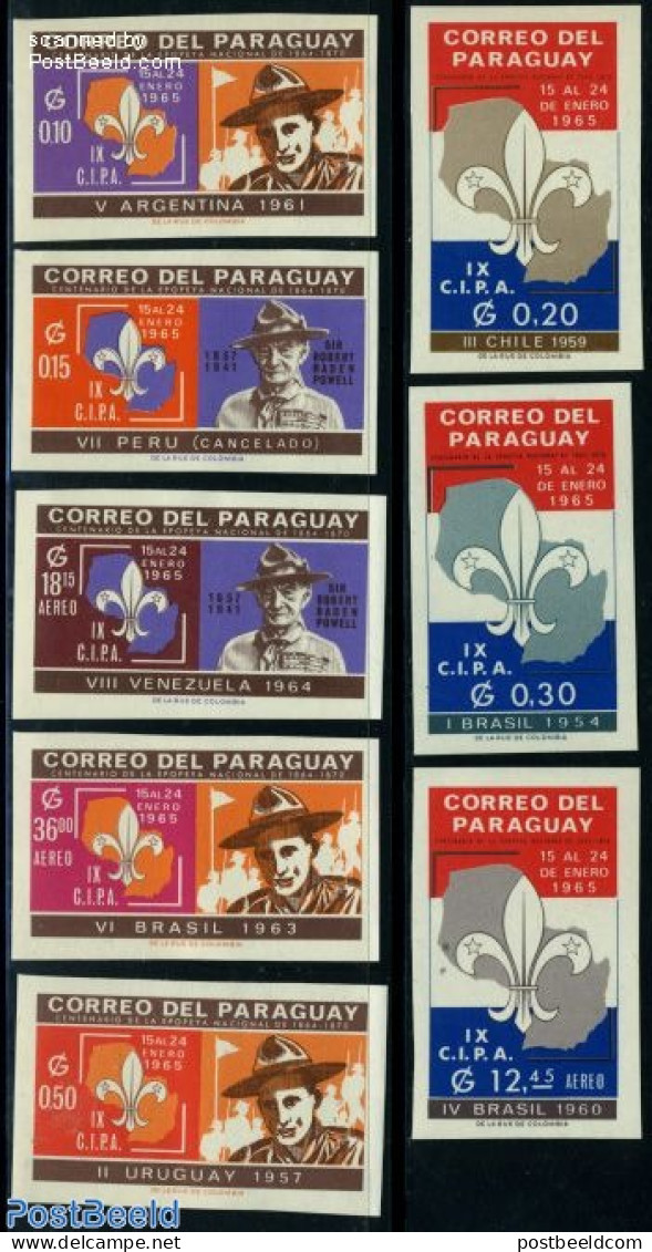 Paraguay 1965 Scouting 8v Imperforated, Mint NH, Sport - Scouting - Paraguay