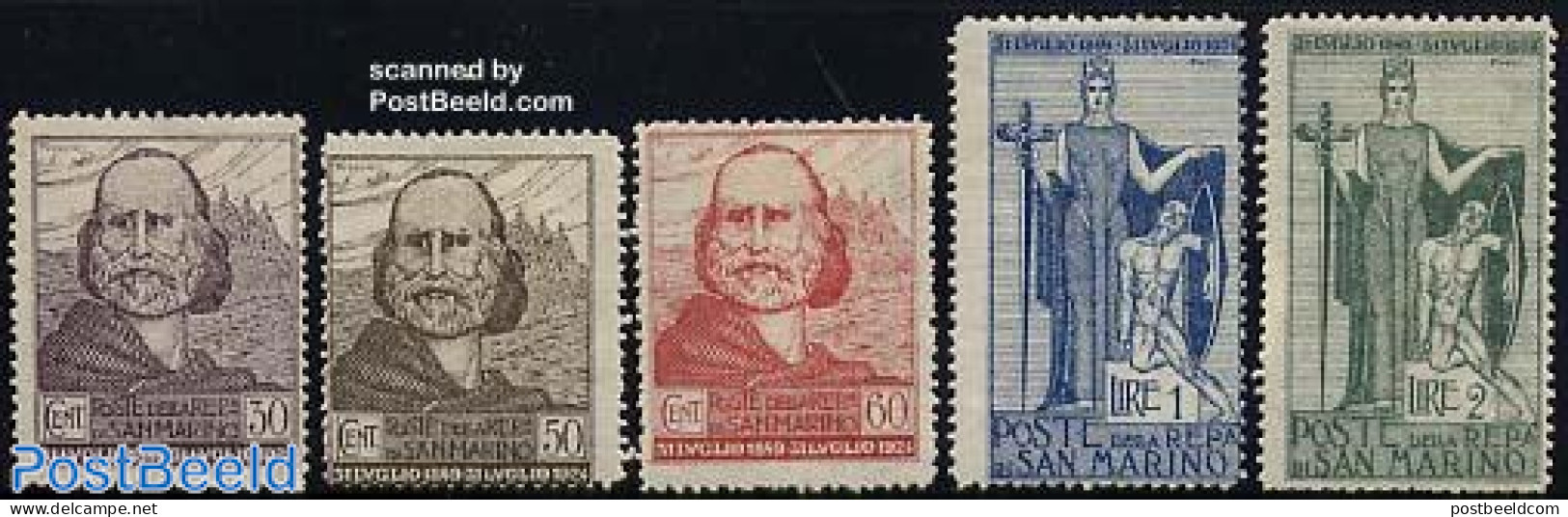 San Marino 1924 Garibaldi 5v, Unused (hinged) - Unused Stamps