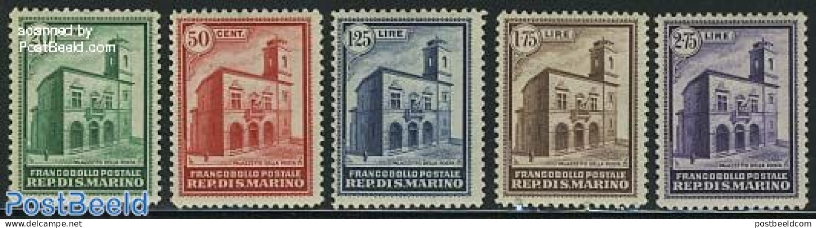 San Marino 1932 New Post Office 5v, Unused (hinged), Post - Ongebruikt