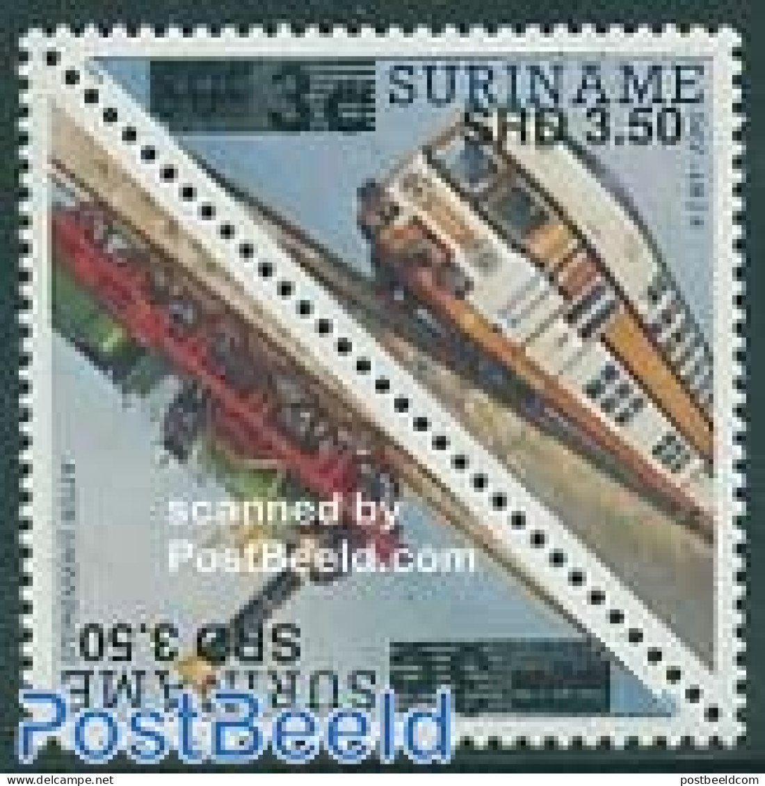 Suriname, Republic 2005 Railways 2v, [:] Overprints, Mint NH, Transport - Railways - Trains