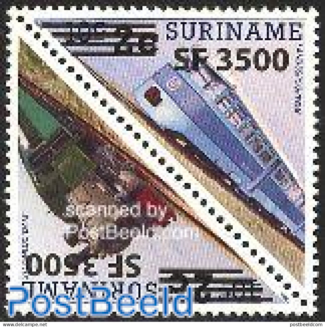 Suriname, Republic 2003 Overprints 2v [:] SF3500, Mint NH, Transport - Railways - Treinen
