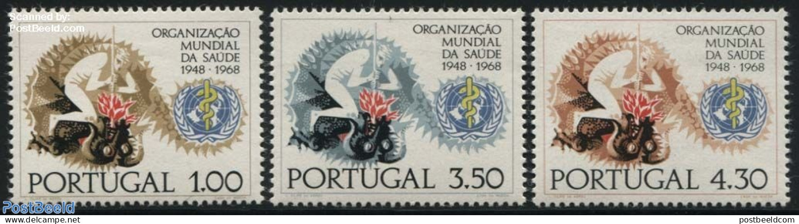 Portugal 1968 W.H.O. 20th Anniversary 3v, Mint NH, Health - Health - Unused Stamps