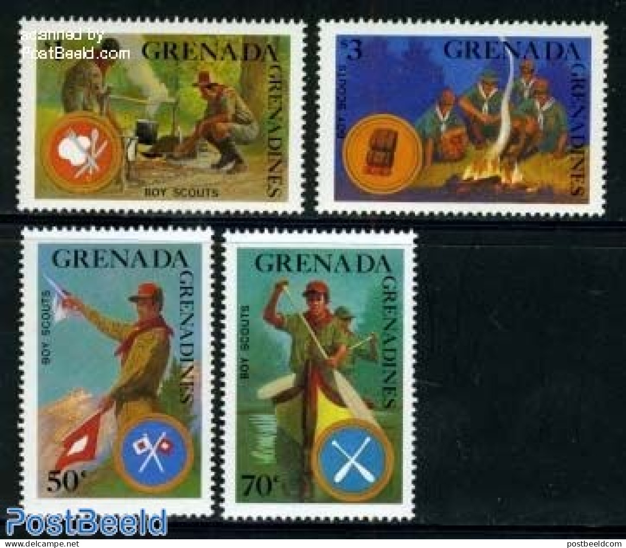 Grenada Grenadines 1988 World Jamboree Australia 4v, Mint NH, Sport - Kayaks & Rowing - Scouting - Rudersport